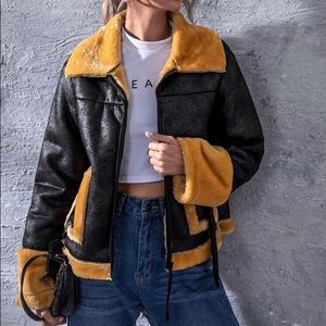 Two Tone Soft Pleather Jacket
